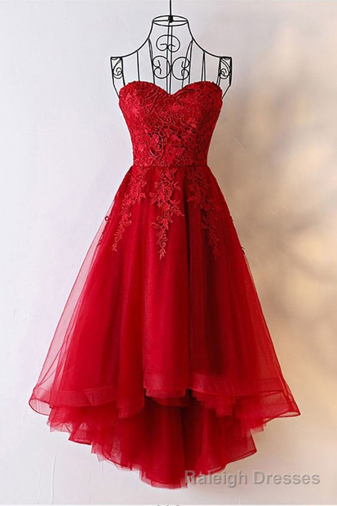 Red Sweetheart Tulle High Low Homecoming Dress , Red Party Dress Secondary image