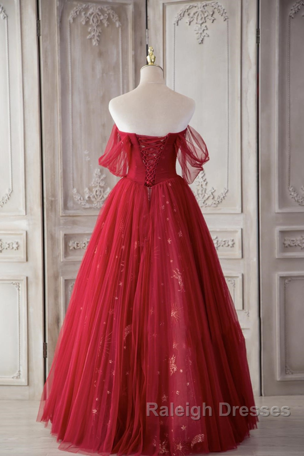 Red Sweetheart Tulle Long Beautiful Prom Dresses, Wine Red Party Dresses Evening Gown Secondary image