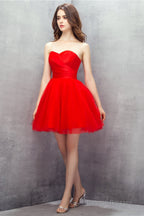 Red Sweetheart Tulle Short Mini Homecoming Dresses