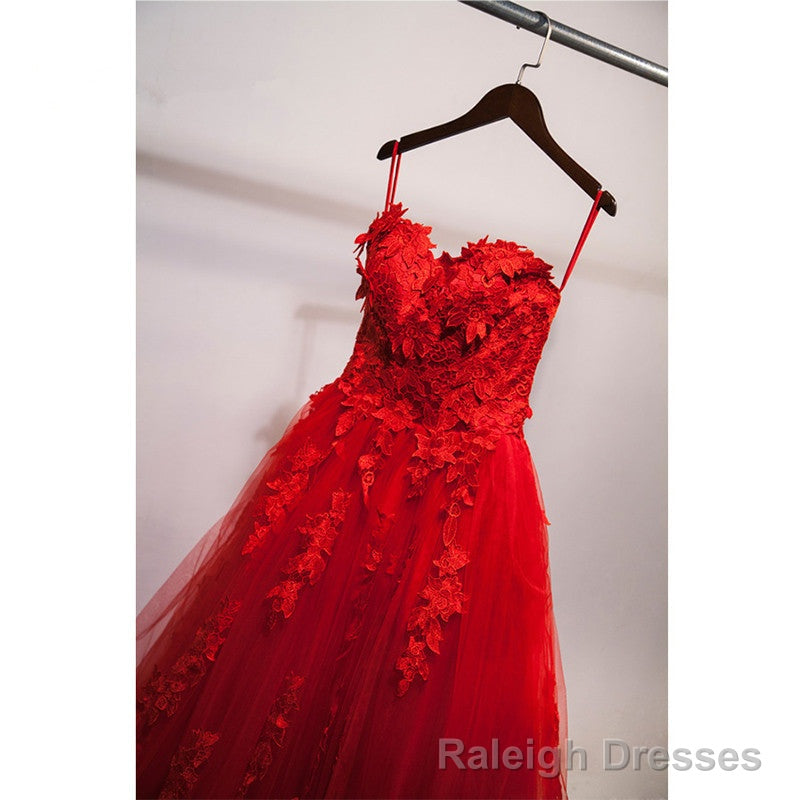 Red Sweetheart Tulle with Applique Party Dress , Tulle Formal Gowns Secondary image