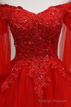 Red Sweetheart Tulle with Lace and Beaded Homecoming Dress, Red Prom Dress