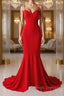 Red Thin Straps Mermaid Backless Long Prom Dress Red Mermaid Prom Dress Red Prom Dress