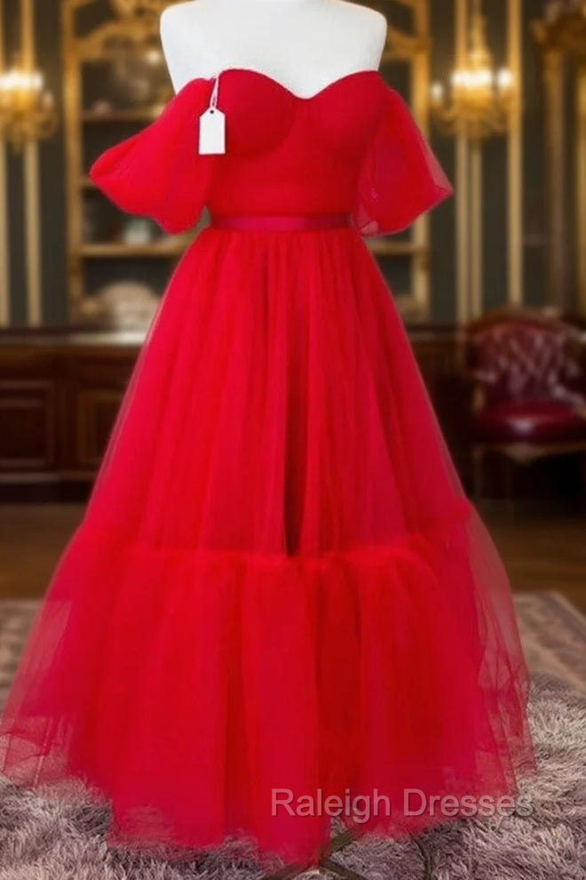 Red Tulle Ankle Length Ruffle Dress