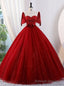 Red Tulle Beading Short Sleeve Quinceanera Dress