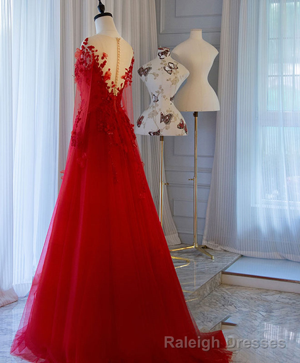 Red Tulle Lace Off Shoulder Long Prom Dress Red Lace Prom Dress