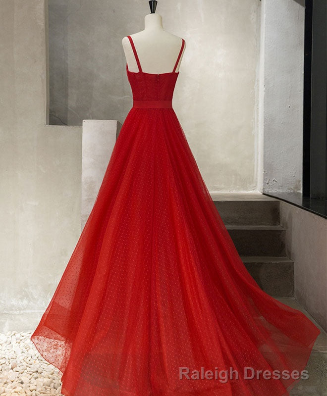 Red Tulle Long Prom Dress, Red Tulle Evening Dress Secondary image