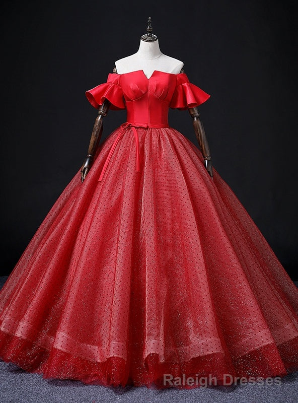 Red Tulle Satin Off the Shoulder Quinceanera Dress Main image