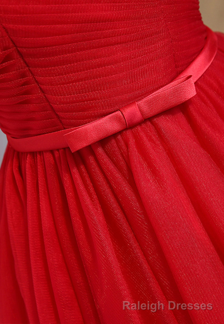 Red Tulle Short Prom Dresses,A Line Semi Formal Dress Secondary image