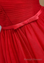 Red Tulle Short Prom Dresses,A Line Semi Formal Dress
