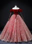 Red Tulle Velvet Off the Shoulder Quinceanera Dress