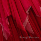 Red V Neck Long Prom Dresses with Corset Back, Red Floor Length Prom Gown, Evening Dresses