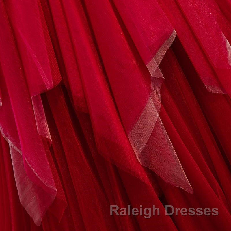 Red V Neck Prom Dress Long with Corset Back Red Floor Length Prom Gown Prom Dress