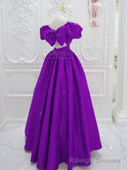 Red V Neck Satin Long Prom Dress, Red Formal Prom Dresses