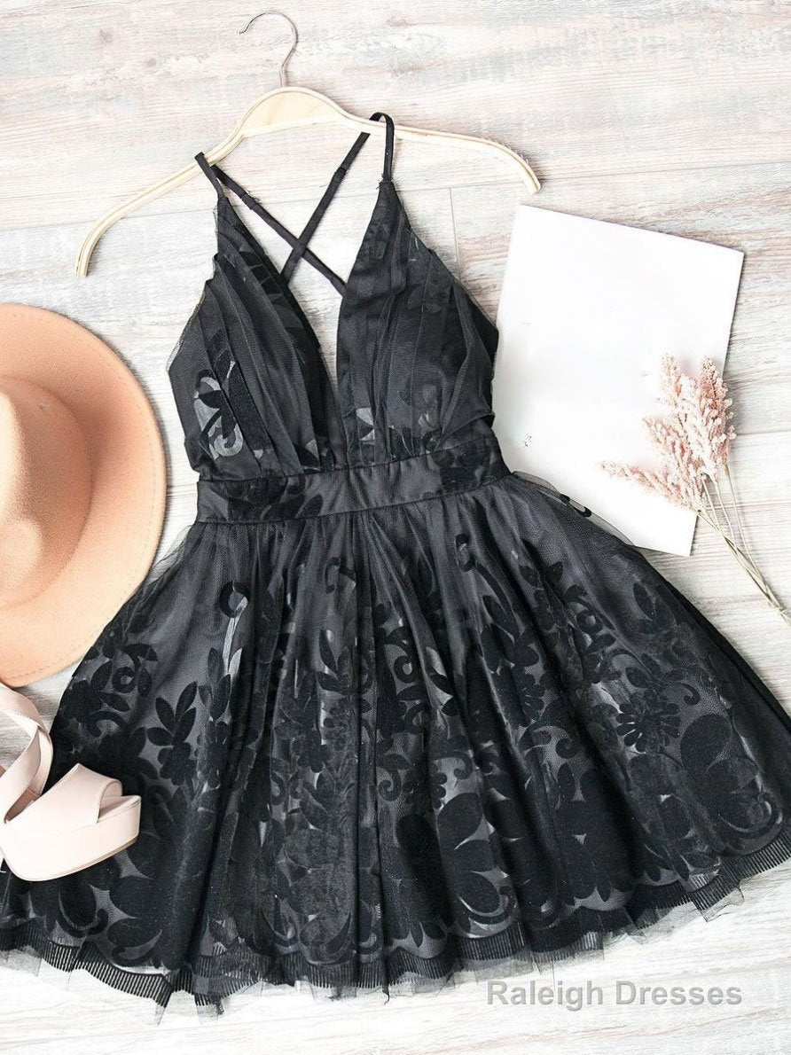 Red V Neck Tulle Lace Short Dress, Red Homecoming Dress Secondary image