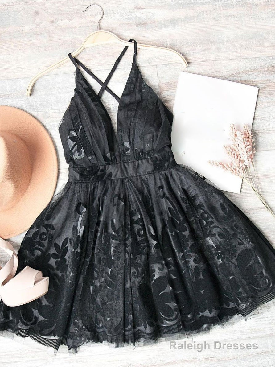 Red V Neck Tulle Lace Short Dresses Red Homecoming Dresses