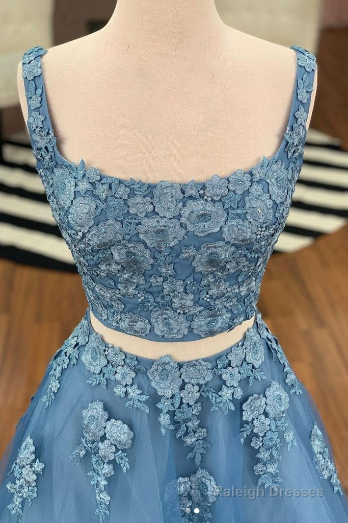 Regular Straps Tulle Appliques Lace Prom Dresses Secondary image