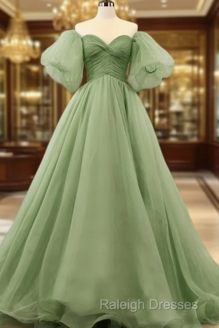 Removable Sleeve Ball Gown Sage Dress Main image