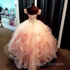 Removable Sleeves Lace Sweetheart Organza Ruffles Ball Gown Quinceanera Dresses