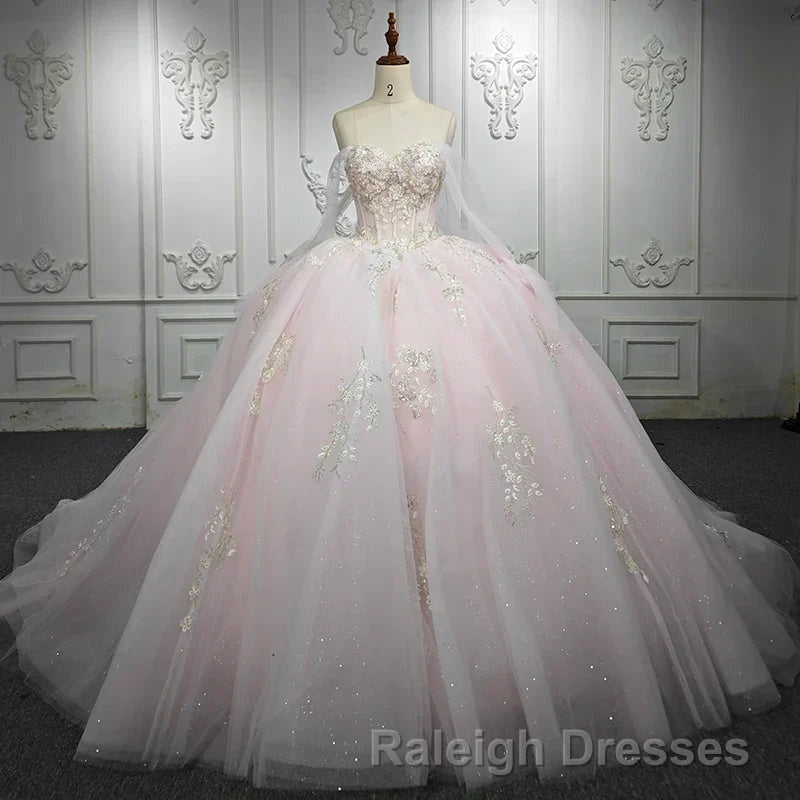 Renata | Blush Ball Gown Lace Strapless Sleeveless Quinceanera Dresses Secondary image