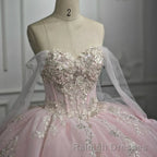 Renata | Blush Ball Gown Lace Strapless Sleeveless Quinceanera Dresses