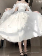 Retro Ball Gown Spaghetti Straps Ankle Length White Prom Dresses Birthday Outfits With Lace