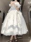 Retro Ball Gown Spaghetti Straps Ankle Length White Prom Dresses Birthday Outfits With Lace