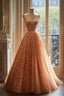 Retro Ball Gown V Neckline Sequin Party Dress Long Prom Dress Evening Dresses