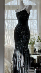 Retro Beautiful Shoulder Strap Beaded Chiffon Irregular Skirt Formal Prom Dress