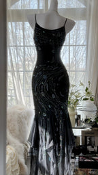 Retro Beautiful Shoulder Strap Beaded Chiffon Irregular Skirt Formal Prom Dress