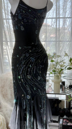 Retro Beautiful Shoulder Strap Beaded Chiffon Irregular Skirt Formal Prom Dress