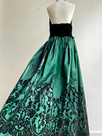 Retro Black And Green A-Line Halter Neck Velvet And Satin Formal Prom Dress