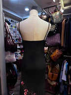 Retro Elegant Black Halter Neck Embroidered Chiffon Long Formal Prom Dress