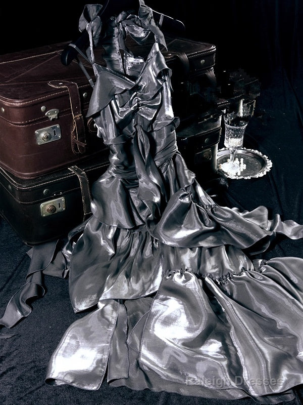 Retro High Low Irregular Spaghetti Straps Gray Short Birthday Dresses Birthday Outfits Secondary image