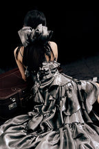 Retro High Low Irregular Spaghetti Straps Gray Short Birthday Dresses Birthday Outfits