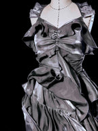 Retro High Low Irregular Spaghetti Straps Gray Short Prom Dresses Birthday Outfits