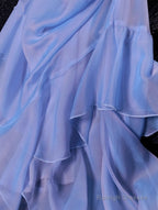 Retro High Low Spaghetti Straps Blue Knee Length Prom Dresses Birthday Outfits