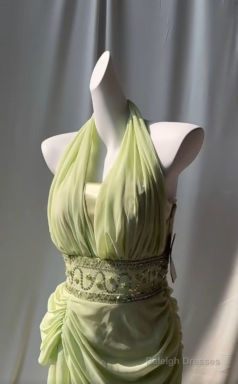 Retro Light Green V-Neck Chiffon Beaded Sequins Floor-Length Prom Dress Beautiful Birthday Evening Dress Secondary image