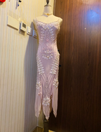 Retro Light Purple Irregular Strap Chiffon Formal Prom Dress