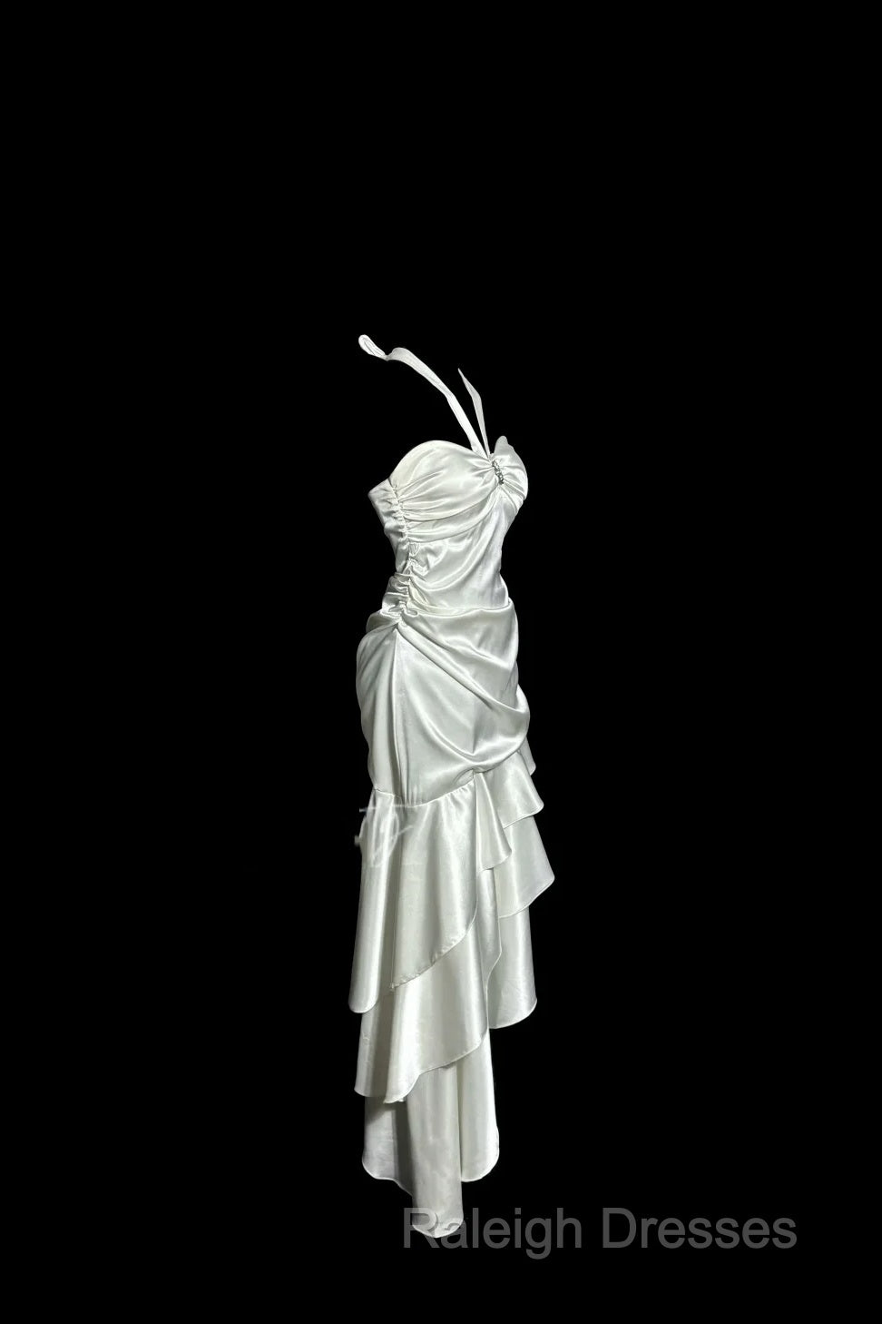 Retro Mermaid Halter Satin High Low Evening Dress Prom Dresses