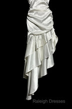 Retro Mermaid Halter Satin High Low Evening Dress Prom Dresses