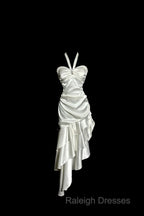 Retro Mermaid Halter Satin High Low Evening Dress Prom Dresses