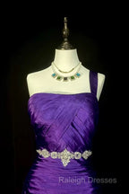 Retro Mermaid One Shoulder Satin Grape Long Evening Dress Prom Dresses