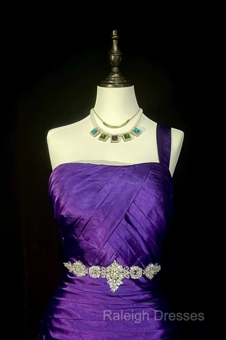 Retro Mermaid One Shoulder Satin Grape Long Evening Dress Prom Dresses