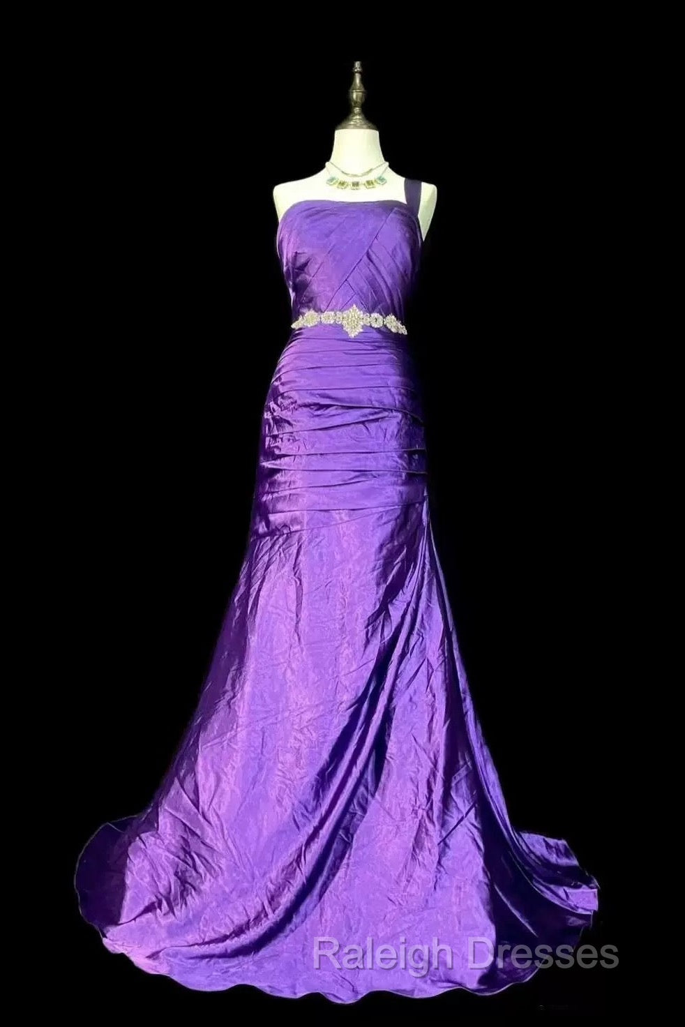Retro Mermaid One Shoulder Satin Grape Long Evening Dress Prom Dresses