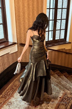 Retro Mermaid Spaghetti Straps Long Length Evening Dress Prom Dresses