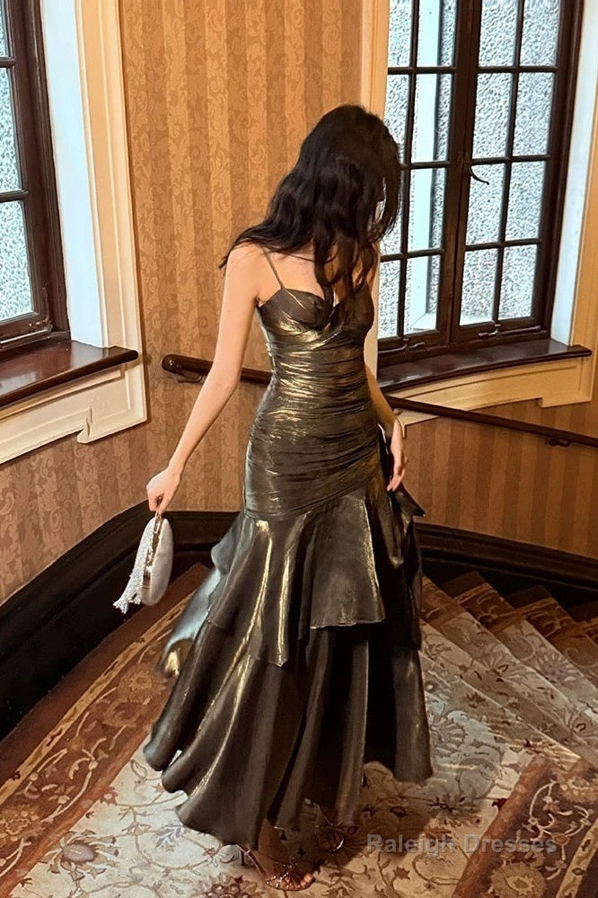 Retro Mermaid Spaghetti Straps Long Length Prom Dresses Main image