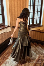Retro Mermaid Spaghetti Straps Long Length Prom Dresses