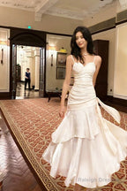 Retro Mermaid Spaghetti Straps Long Length White Prom Dresses