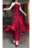 Retro Mermaid Spaghetti Straps Red Ankle Length Prom Dress Birthday Outfits