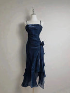 Retro Mermaid Spaghetti Straps Satin Long Prom Dresses Prom Dress